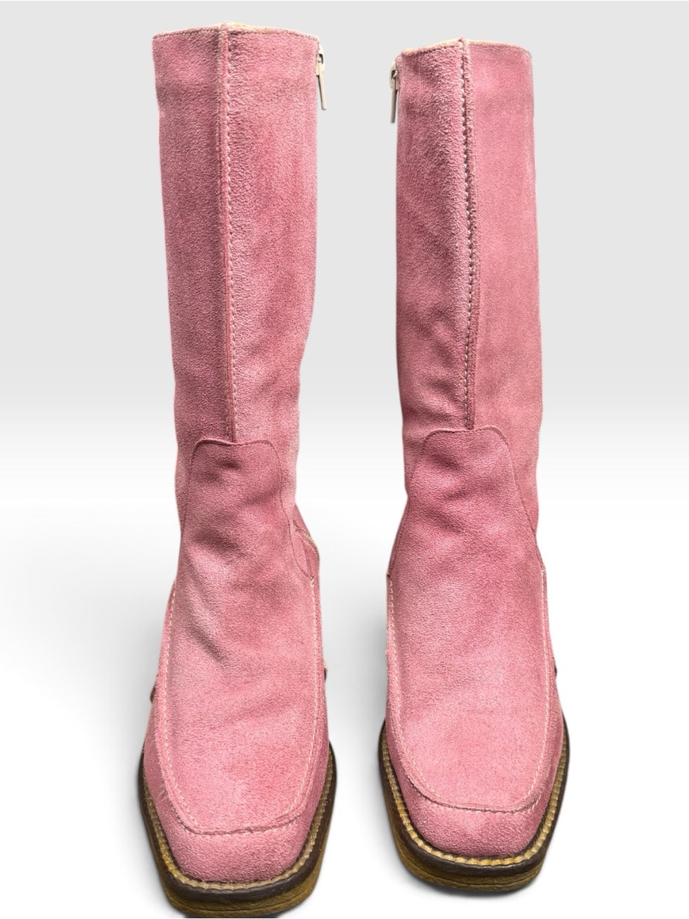 Diseños Muro Pink Suede Leather Boots Womens 8.5 Vintage Mexico Mod Y2K
